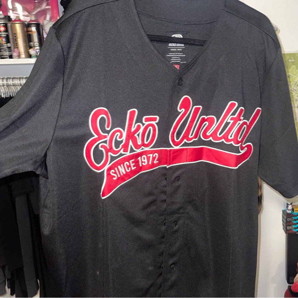 ecko untitled 2XL black and red button up jersey type top